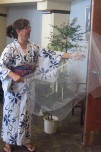 Tossing mist during a "Tanabata" Star Festival storytelling